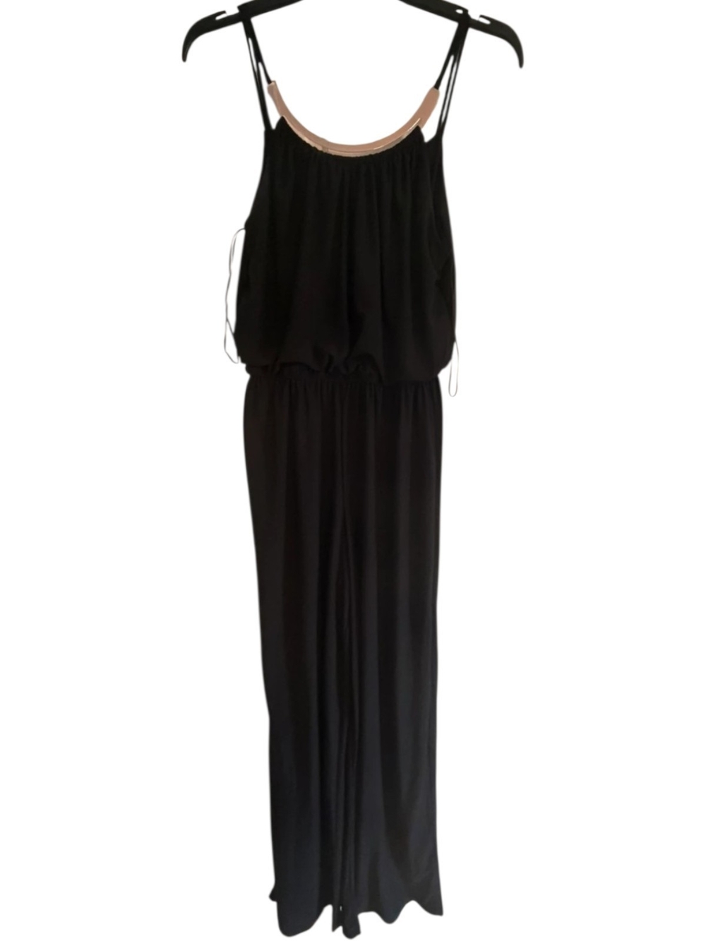 Emma & Michele One Piece Black Jumpsuit with Gold Metal Neckline